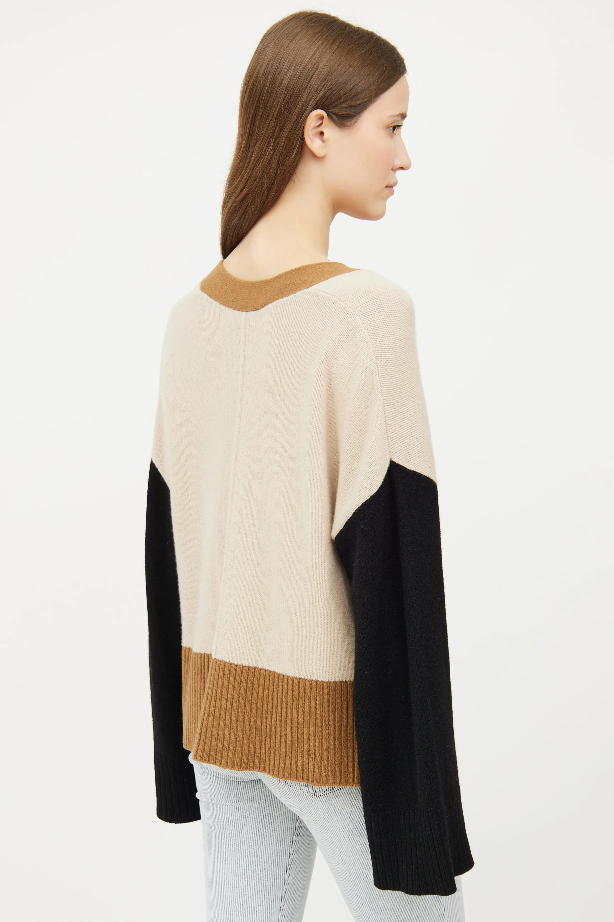 Beige & Black Cashmere Cardigan