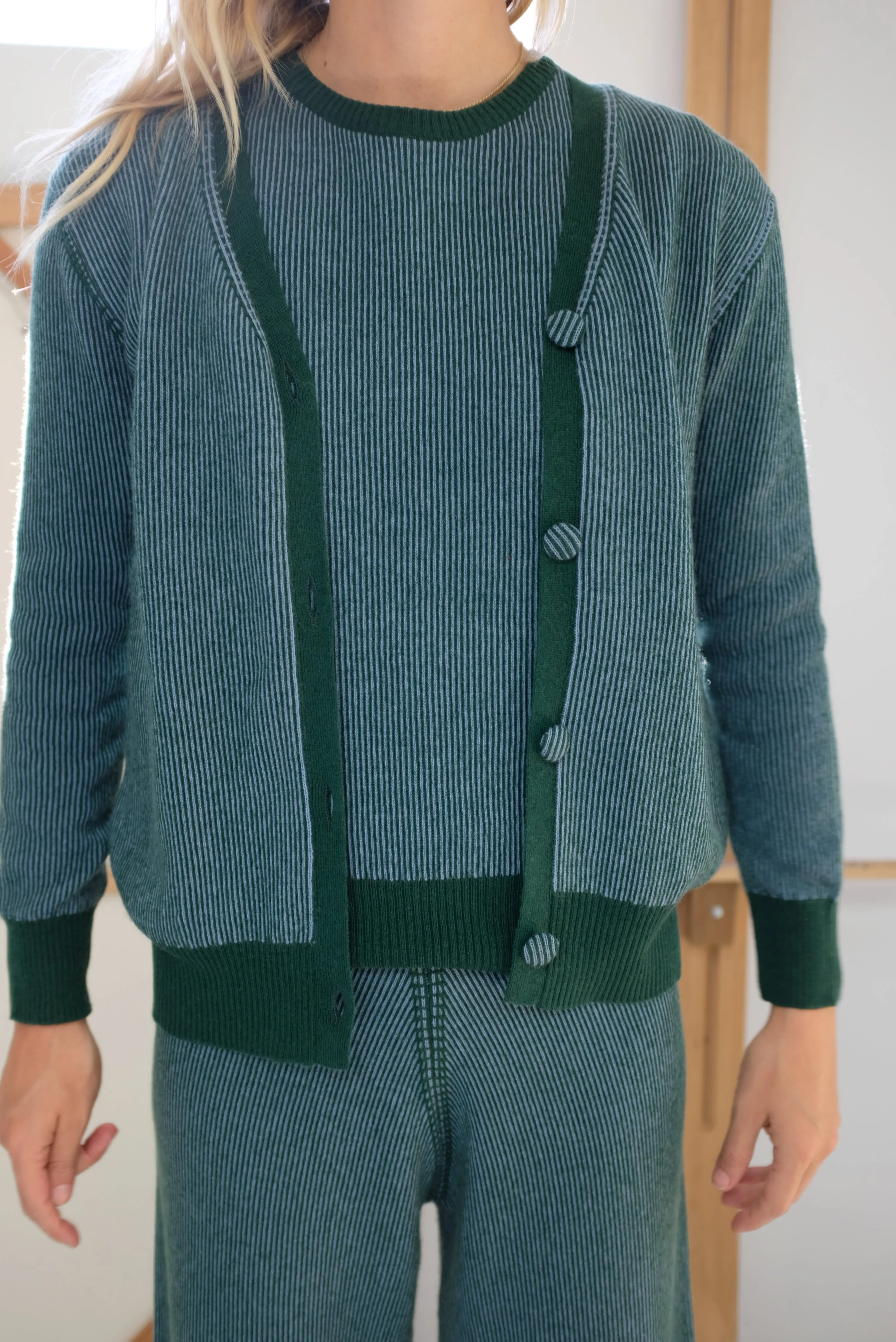 Beklina Cashmere Ribbed Cardigan Lake