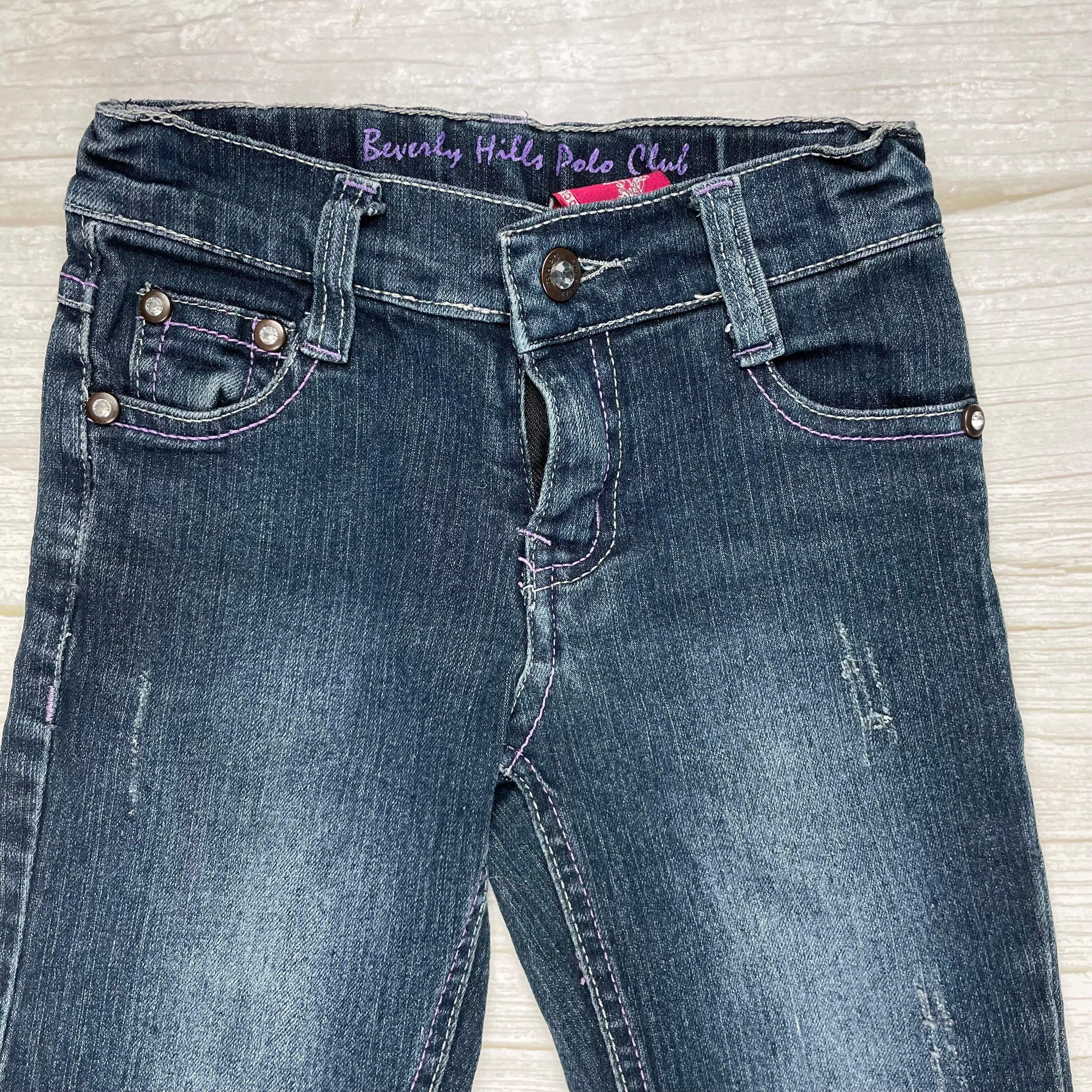 Beverly Hills Polo Club Girls Distressed Slim Fit Jeans - Size 8