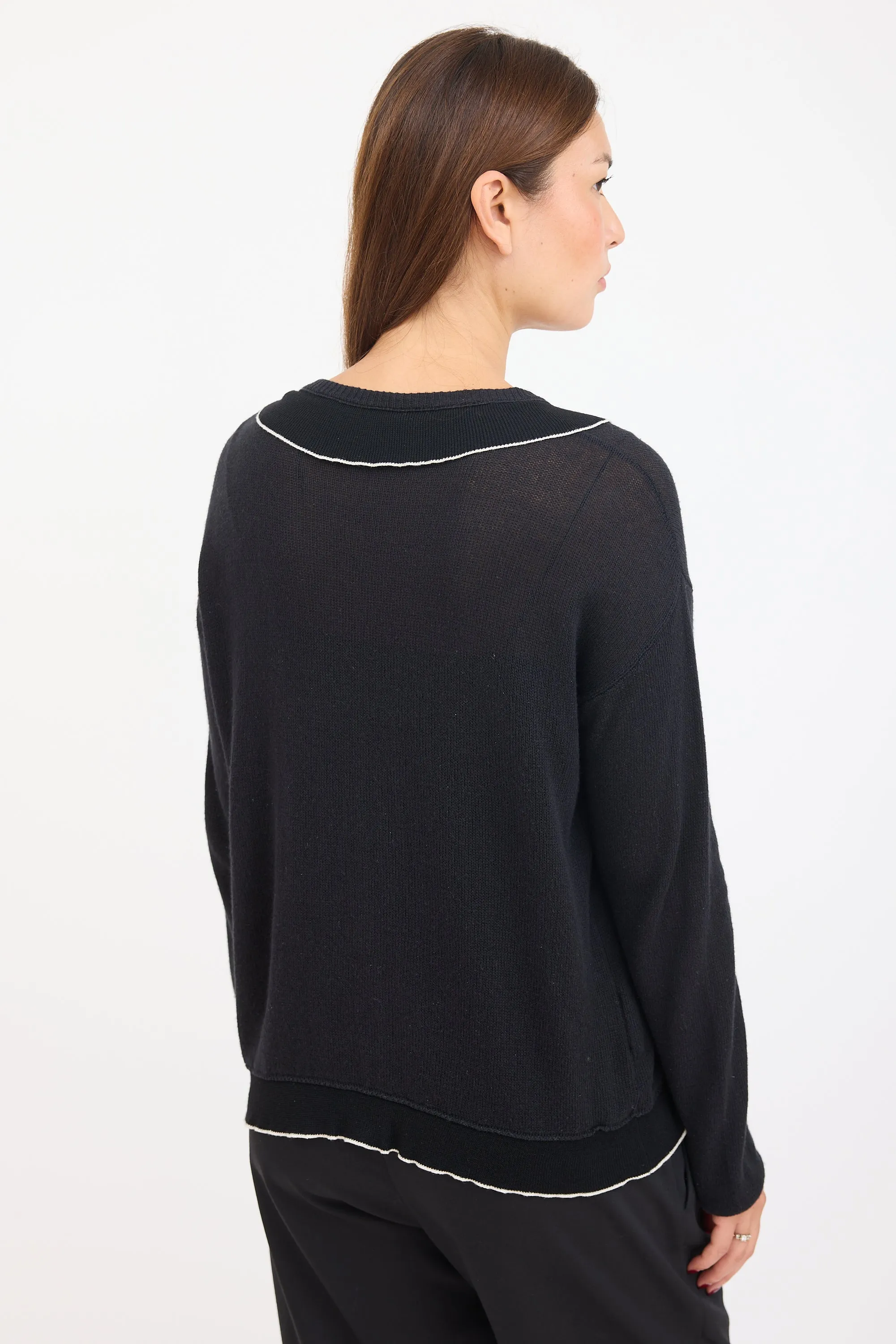 Black & White Knit Ruffled Cardigan