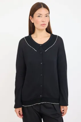 Black & White Knit Ruffled Cardigan