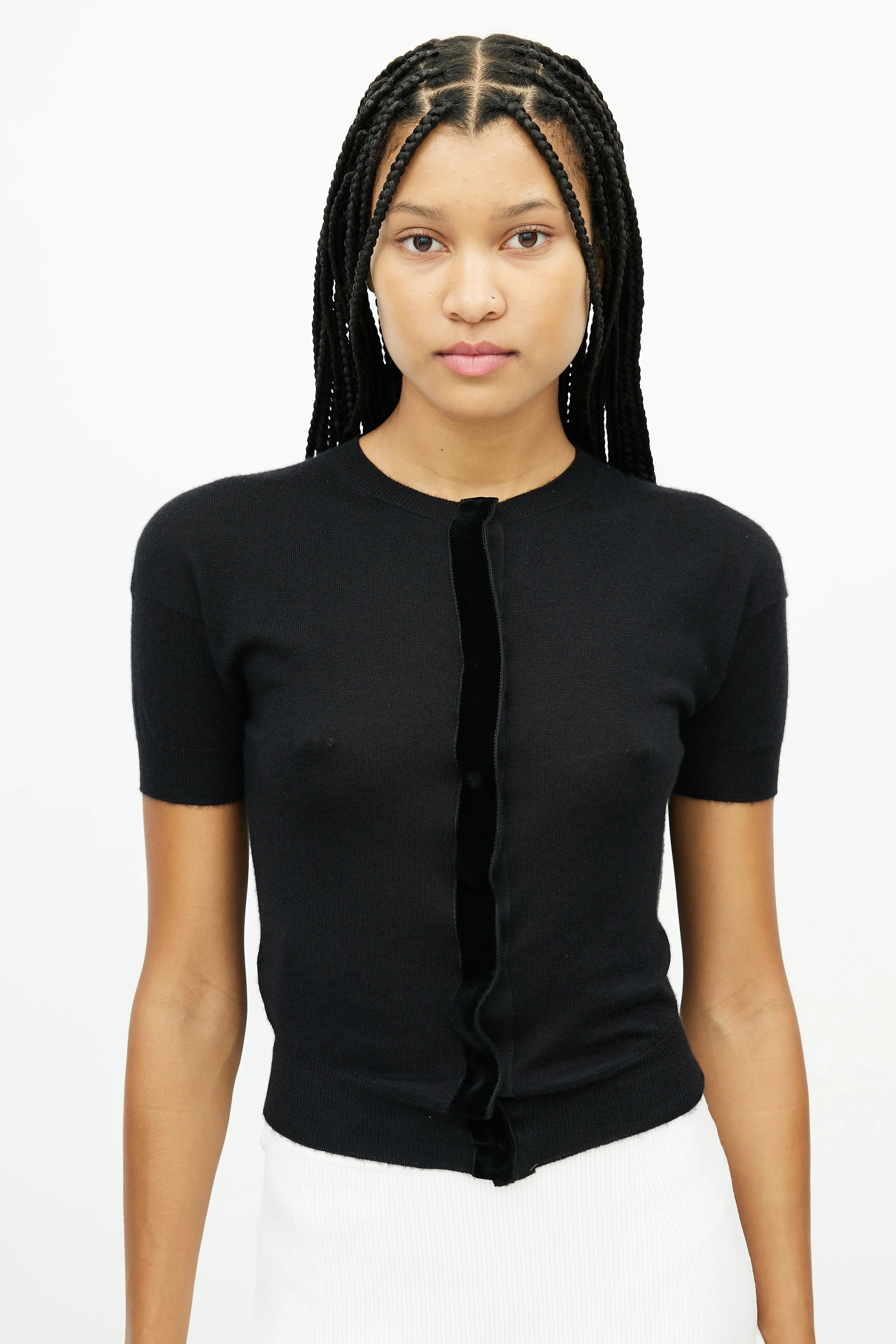 Black Cashmere Knit Cardigan