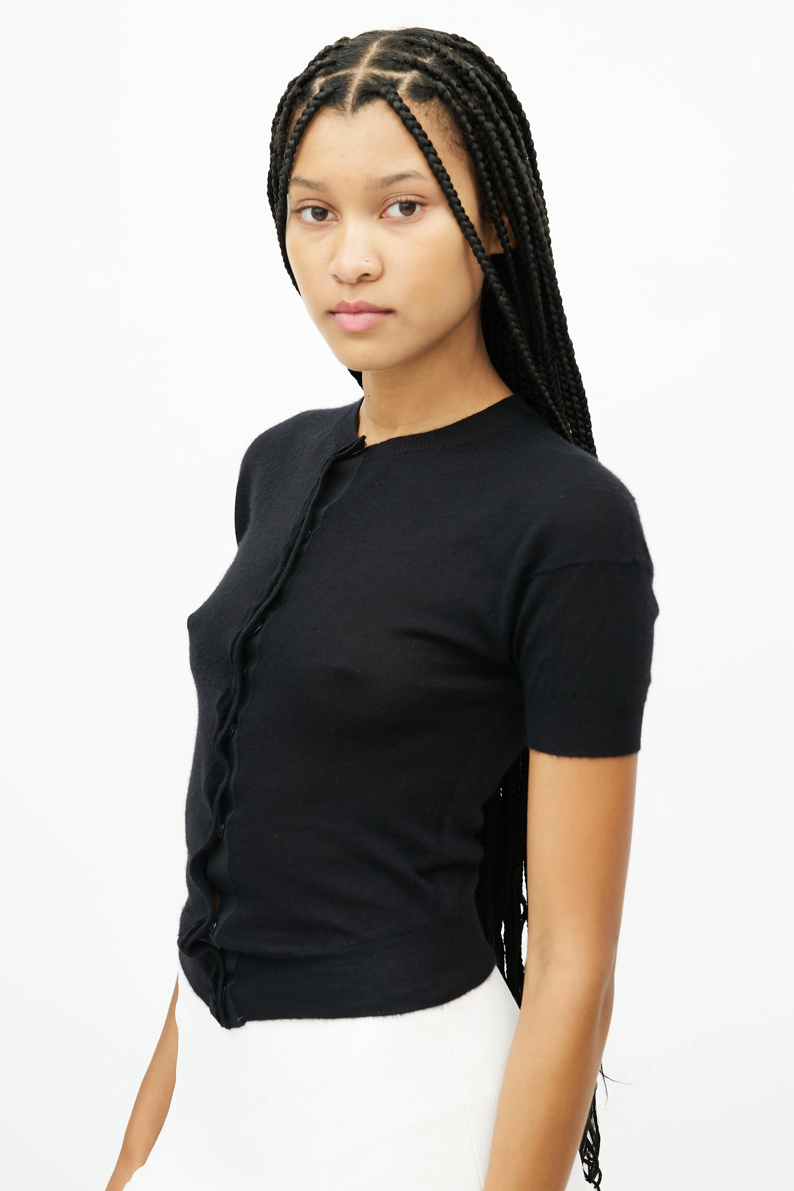 Black Cashmere Knit Cardigan