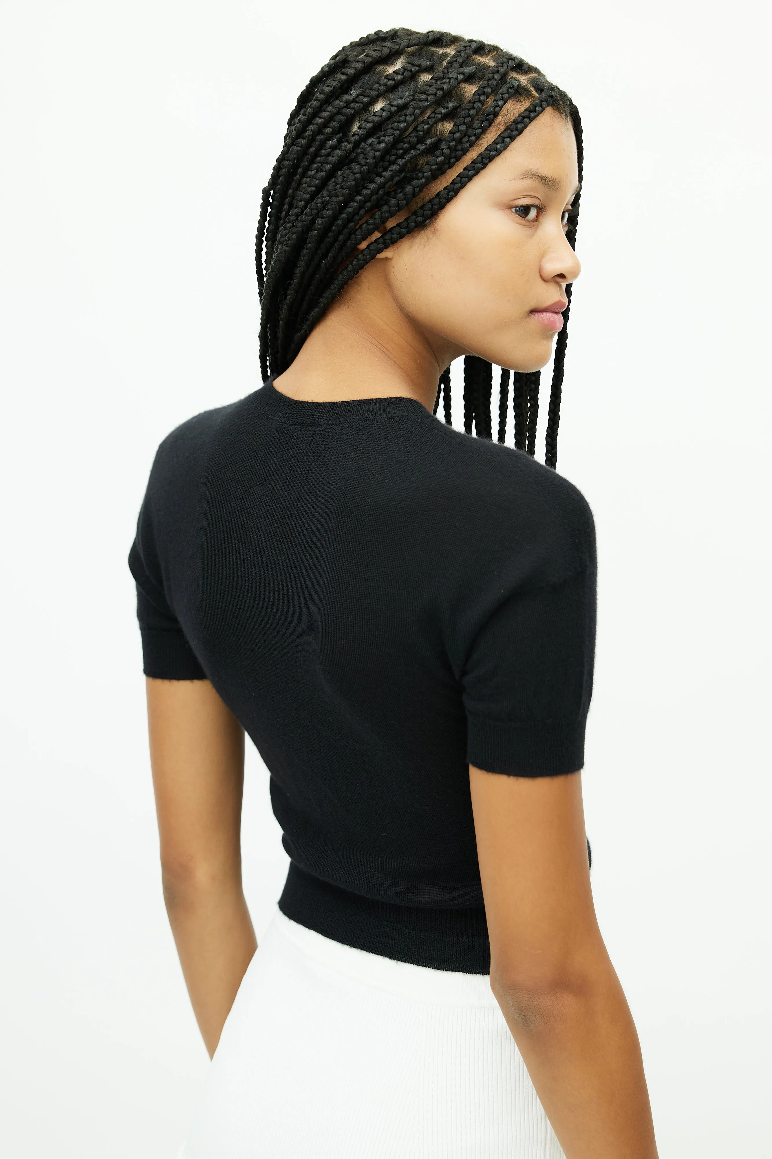 Black Cashmere Knit Cardigan