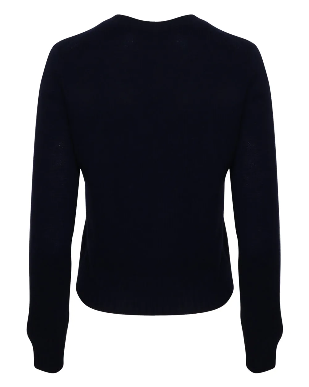 Blue Solid Cropped Crew Neck
