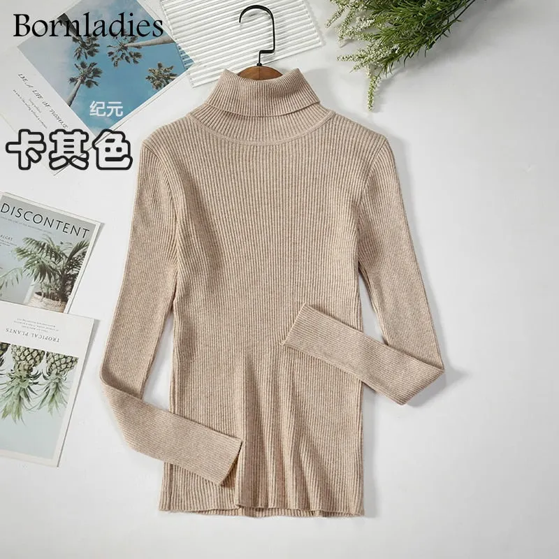 Bornladies 2022 Basic Turtleneck Women Sweaters