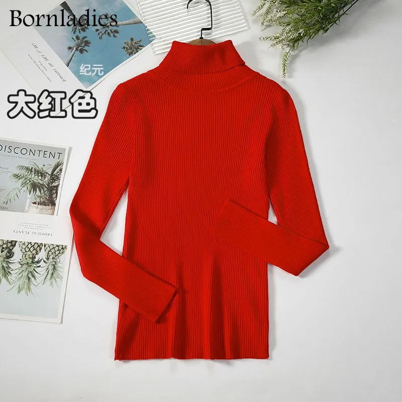 Bornladies 2022 Basic Turtleneck Women Sweaters