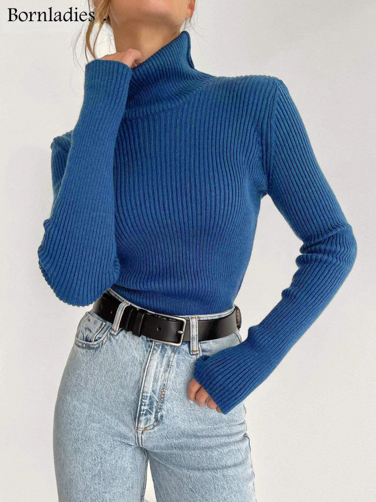Bornladies 2022 Basic Turtleneck Women Sweaters