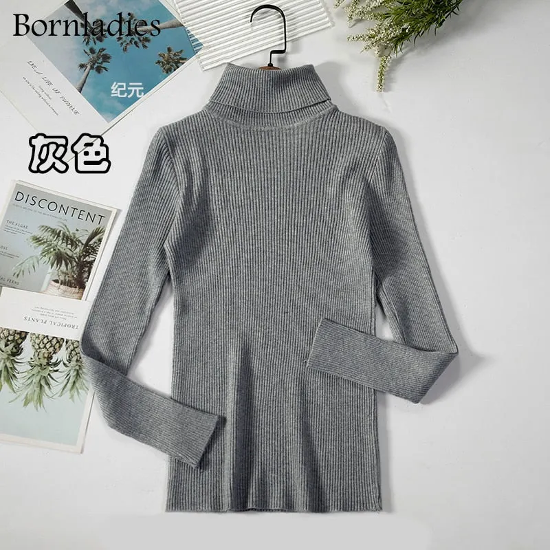 Bornladies 2022 Basic Turtleneck Women Sweaters