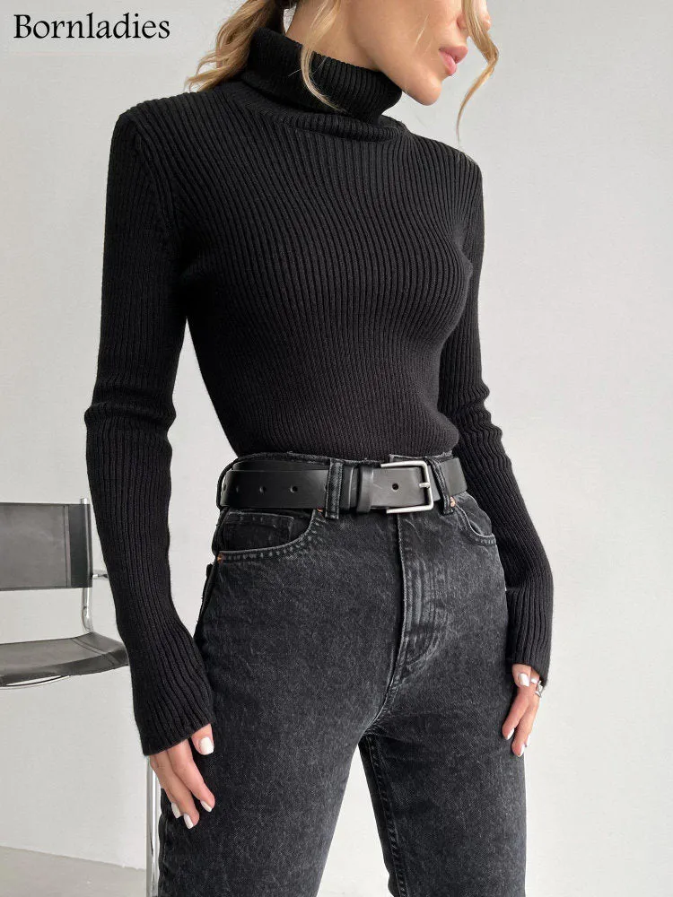 Bornladies 2022 Basic Turtleneck Women Sweaters