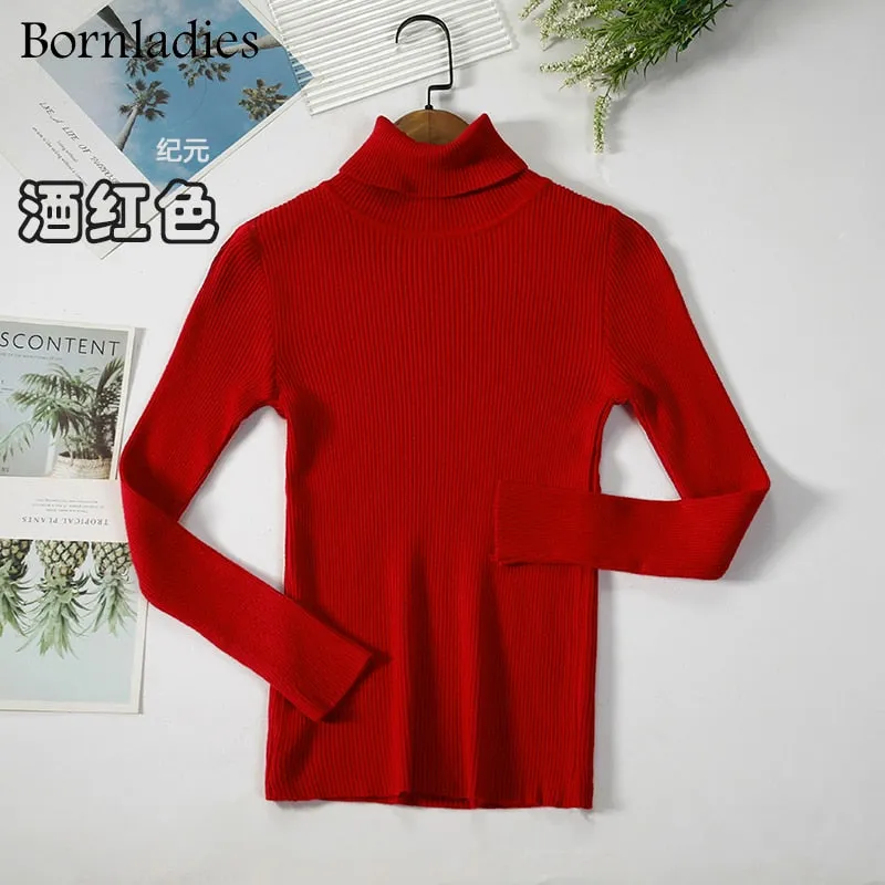 Bornladies 2022 Basic Turtleneck Women Sweaters