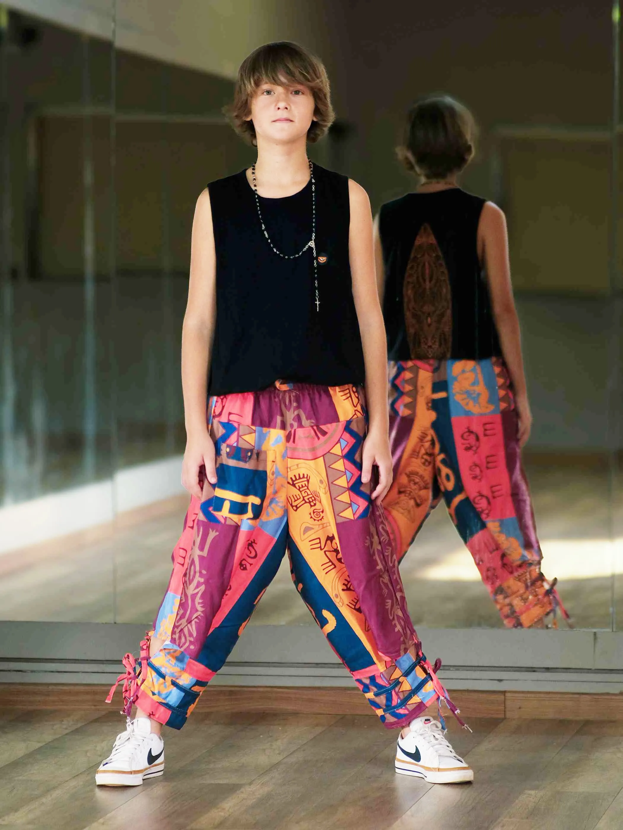 Boy's Kids Flowy Graphic Printed Hippy Harem Pants For Dance