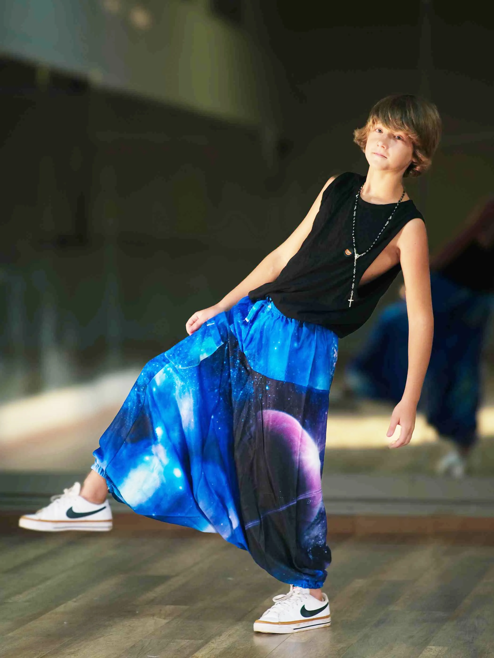 Boy's Kids Galaxy Print Alibaba Baggy Harem Pants For Dance