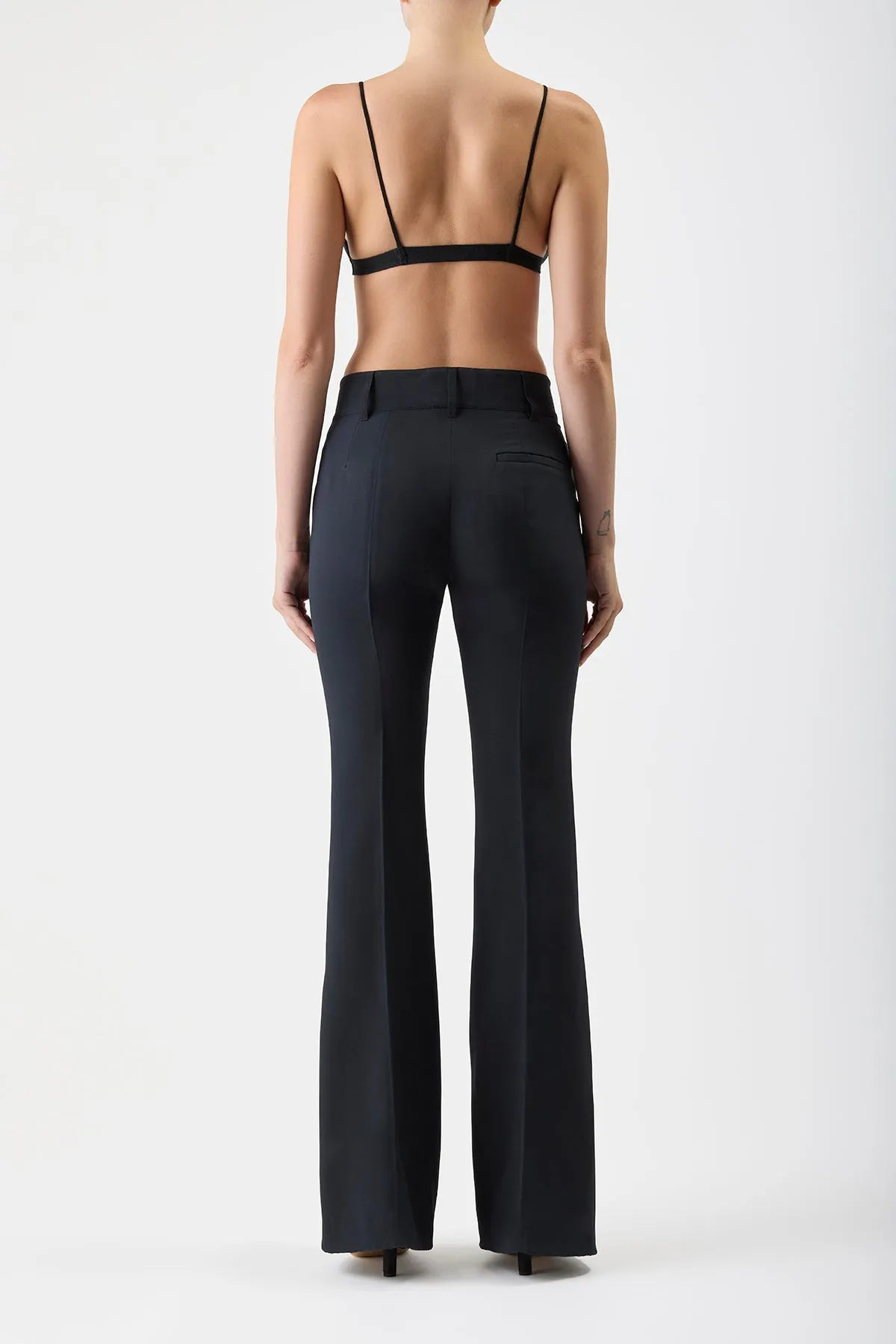 Chevier Knit Bra in Black Merino Wool