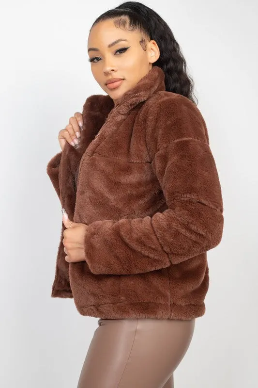 Don't Delay Brown Fur Jacket