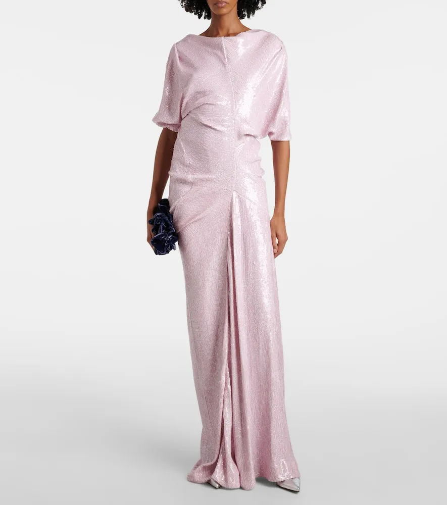 Dries Van Noten Sequined draped gown