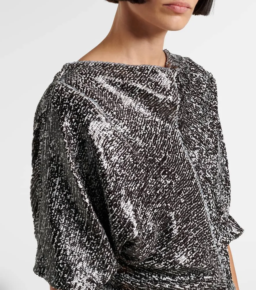 Dries Van Noten Sequined ruched gown