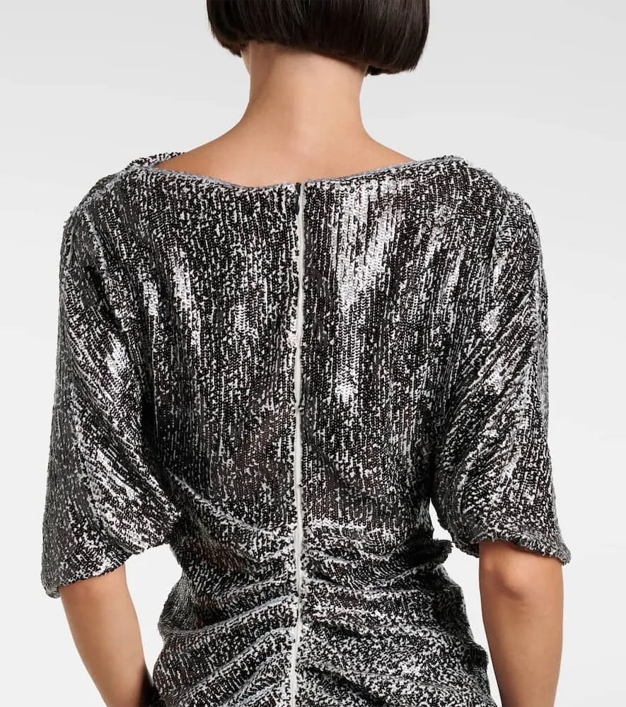 Dries Van Noten Sequined ruched gown
