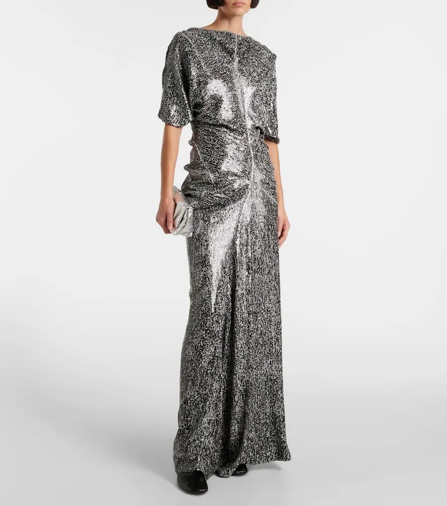 Dries Van Noten Sequined ruched gown