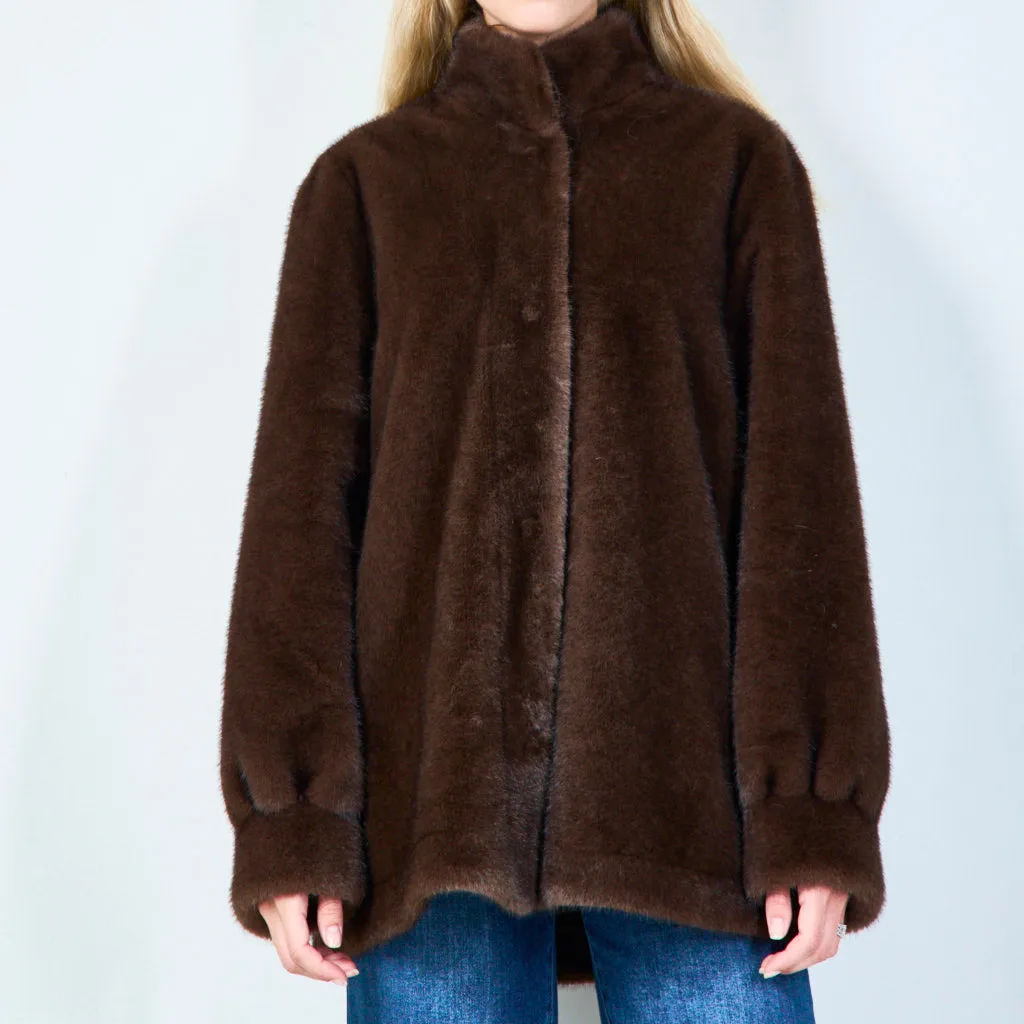 Elegant faux fur button-up coat wholesale