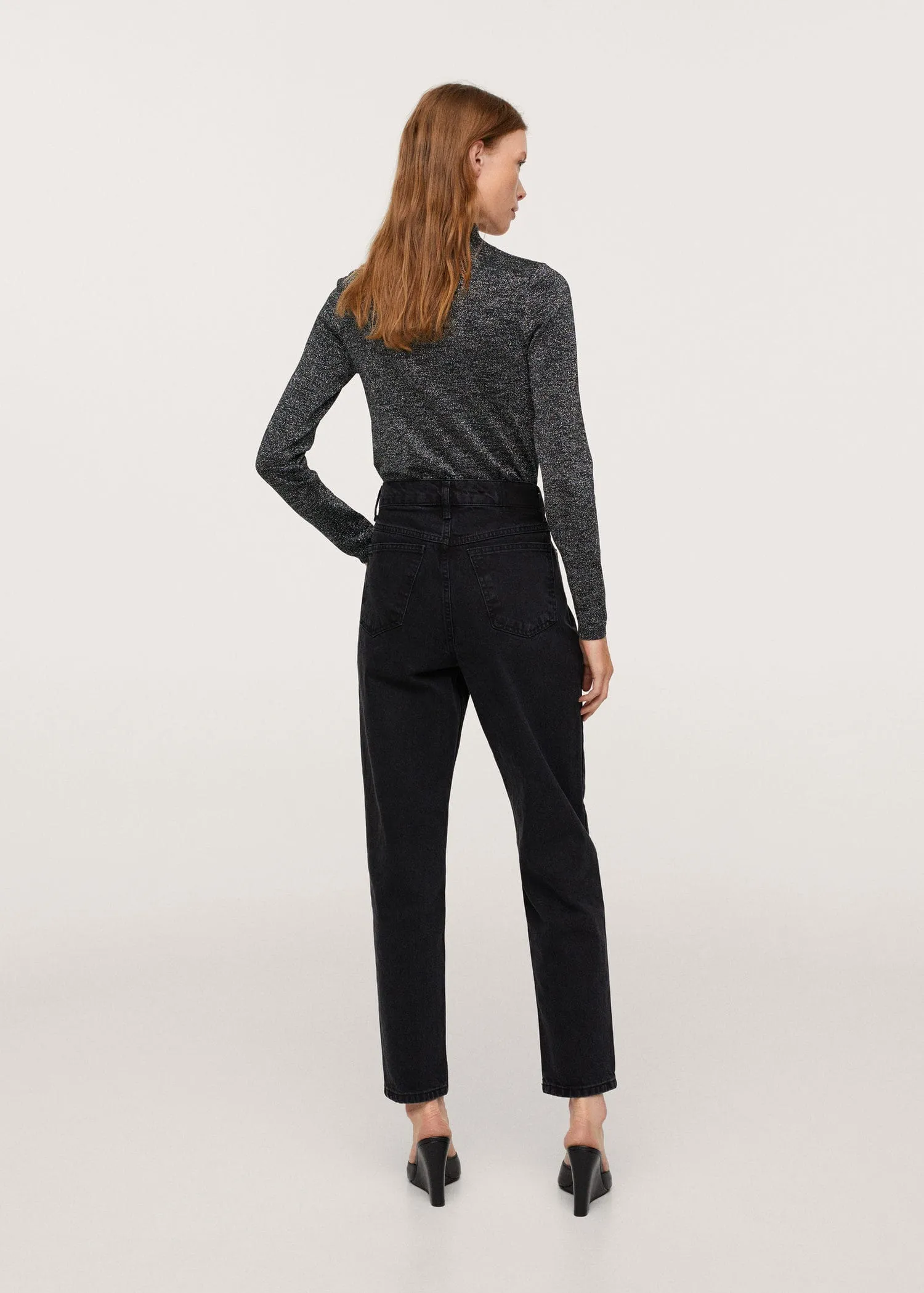 Fine-knit metallic sweater
