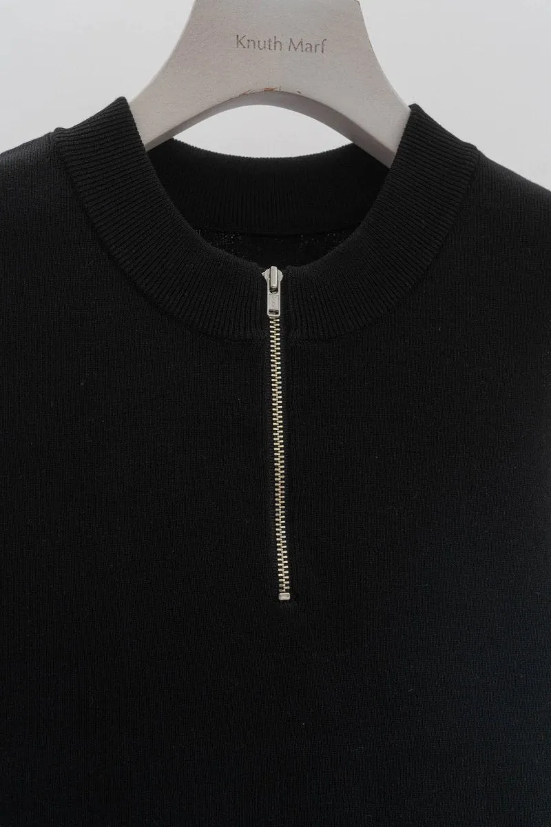half zip knit tank tops/2color