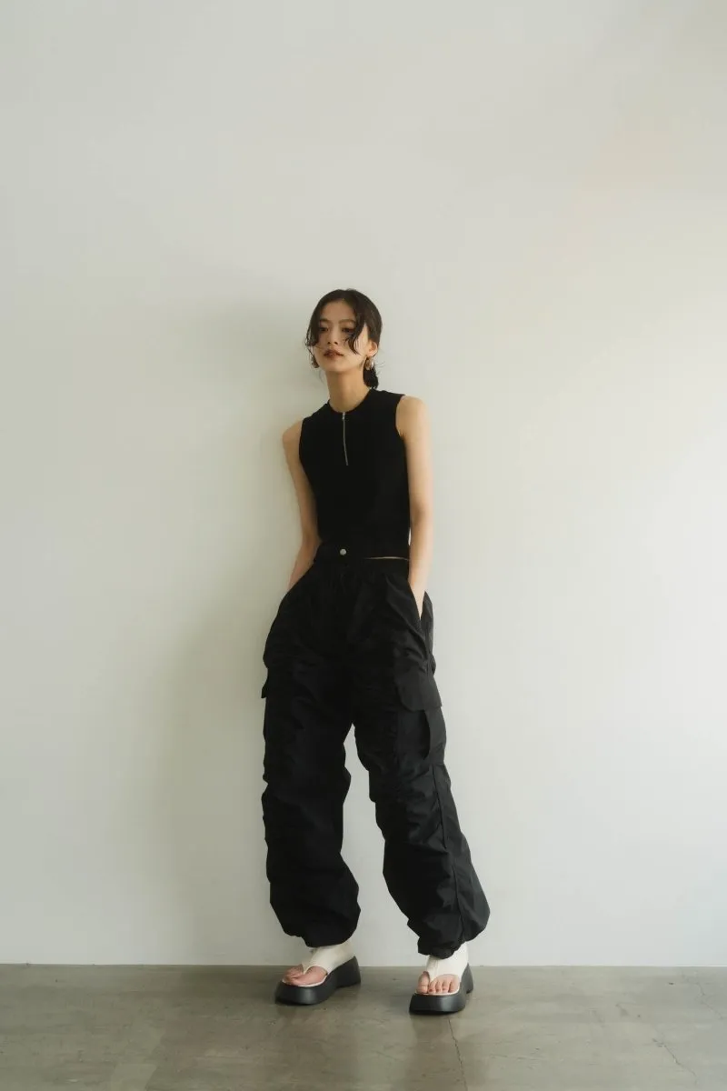 half zip knit tank tops/2color