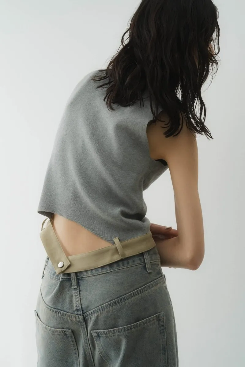 half zip knit tank tops/2color