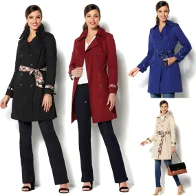 IMAN Global Chic All-Weather Pop of Plaid Luxe Trench Coat - XS, S & M