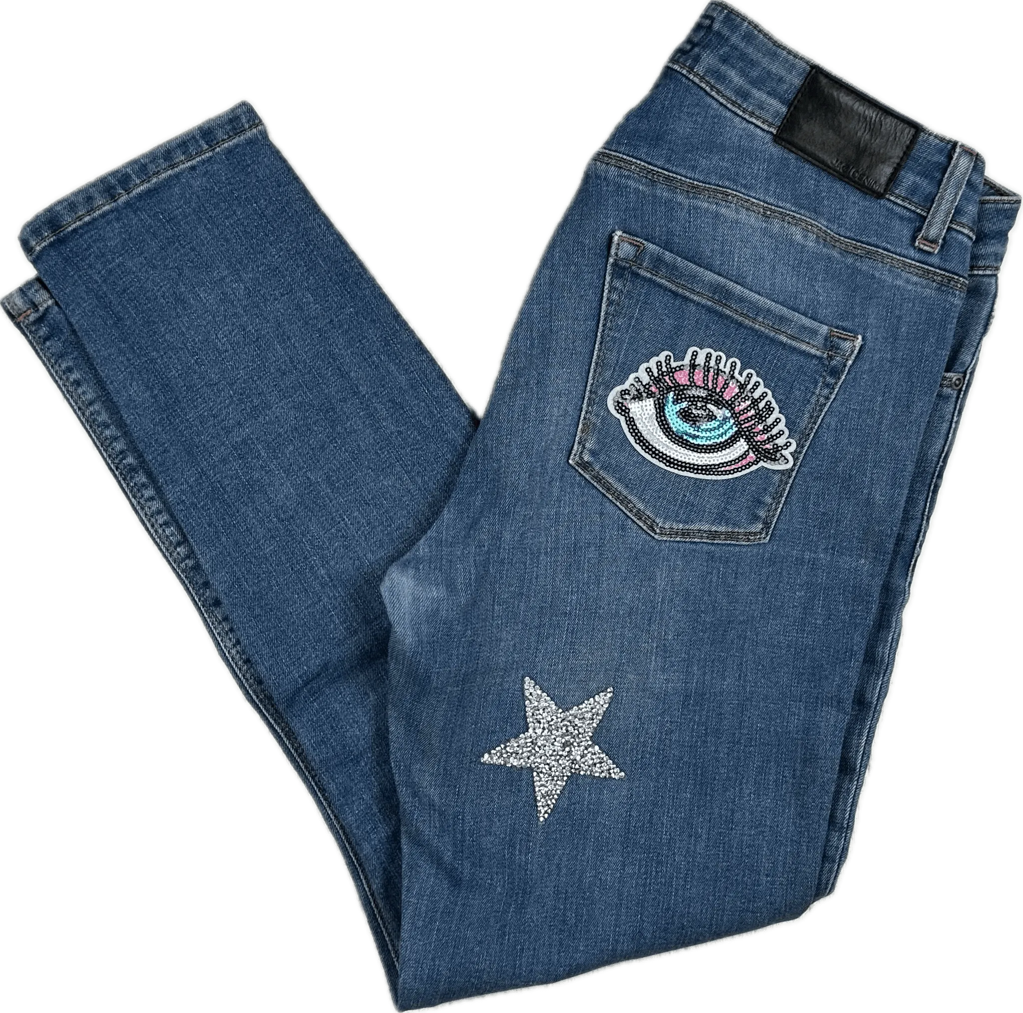 Jag 'Joey' Mid Rise-   Embroidered Patches - Size 29