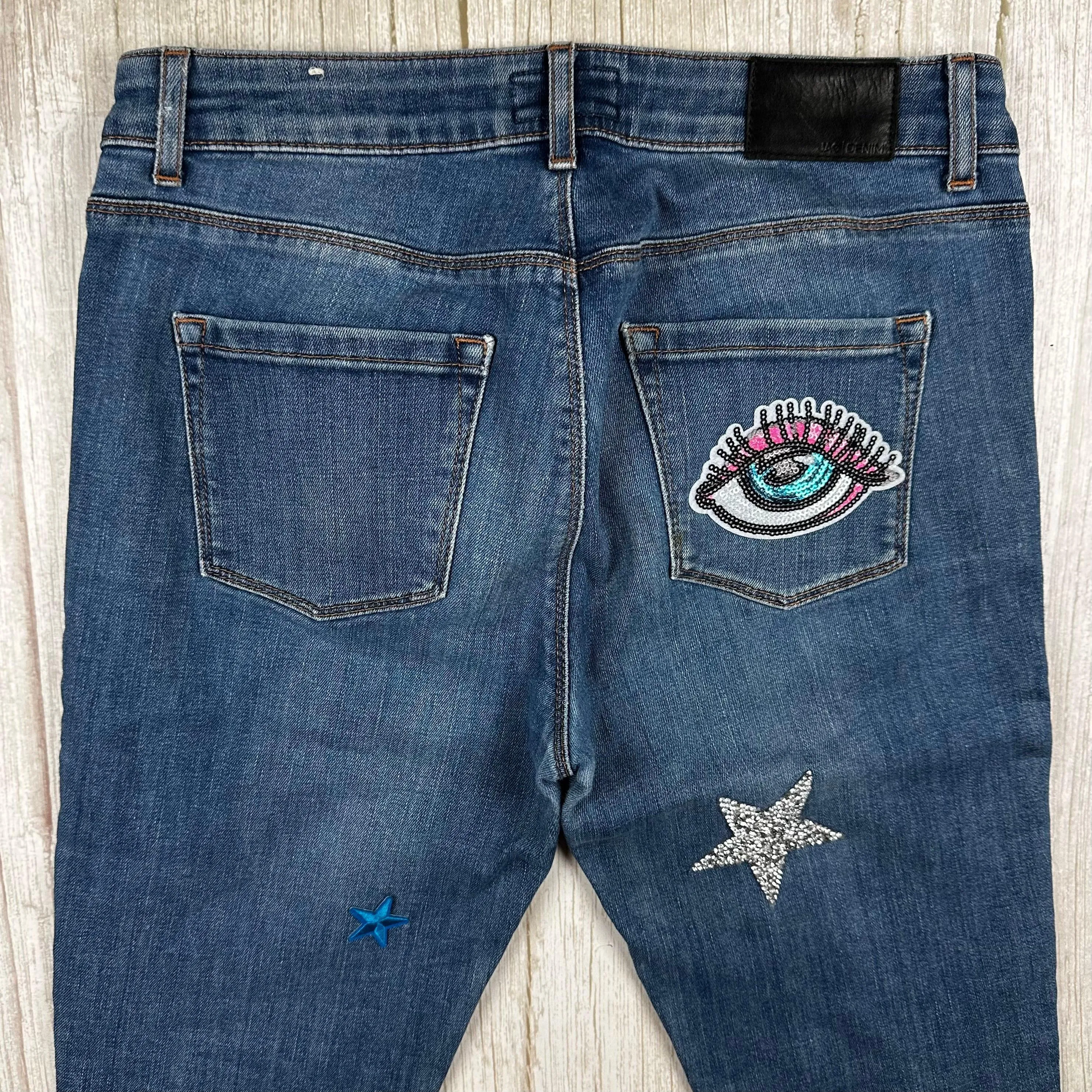 Jag 'Joey' Mid Rise-   Embroidered Patches - Size 29