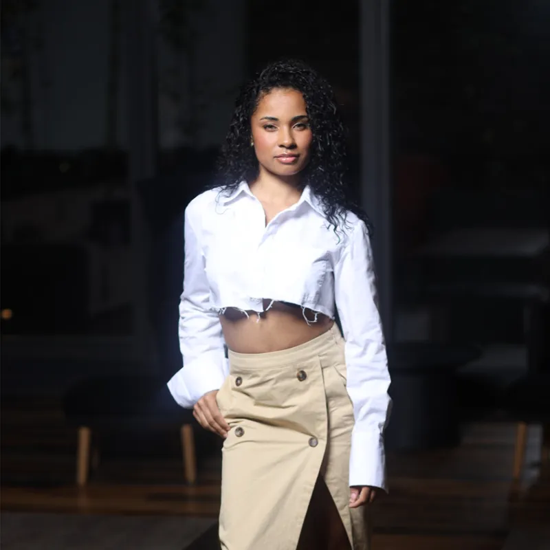 Khaki Button Skirt