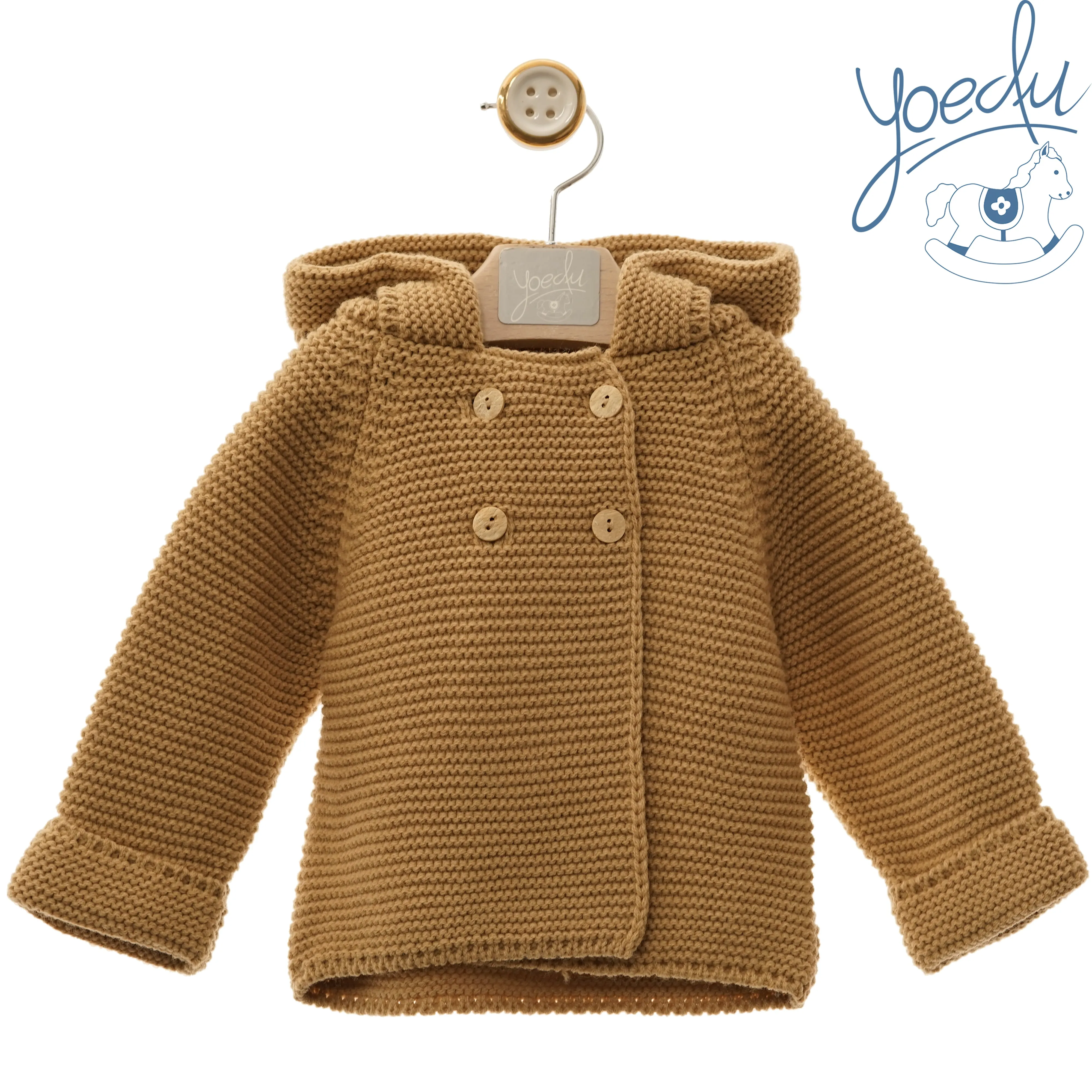 Knit coat with hood