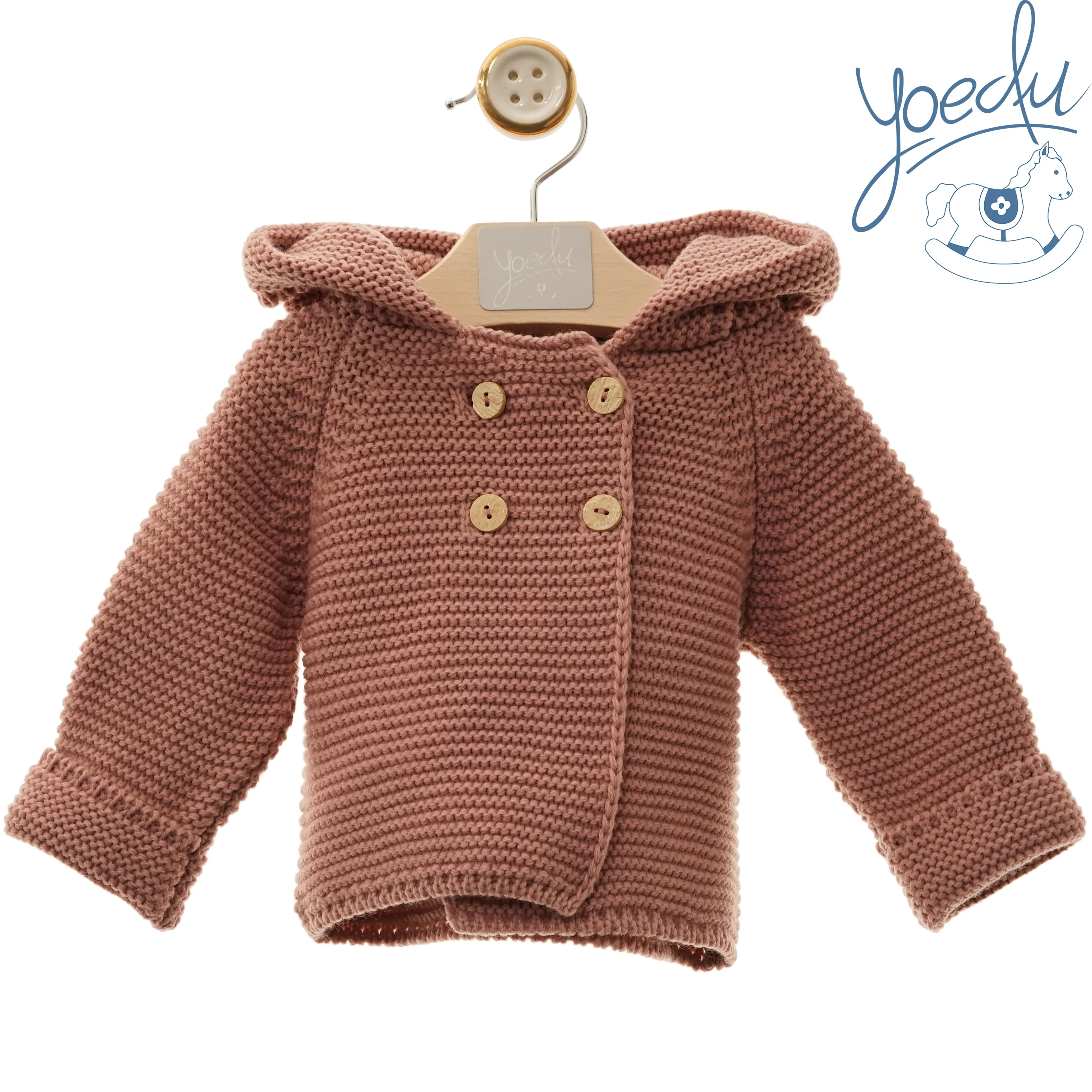 Knit coat with hood
