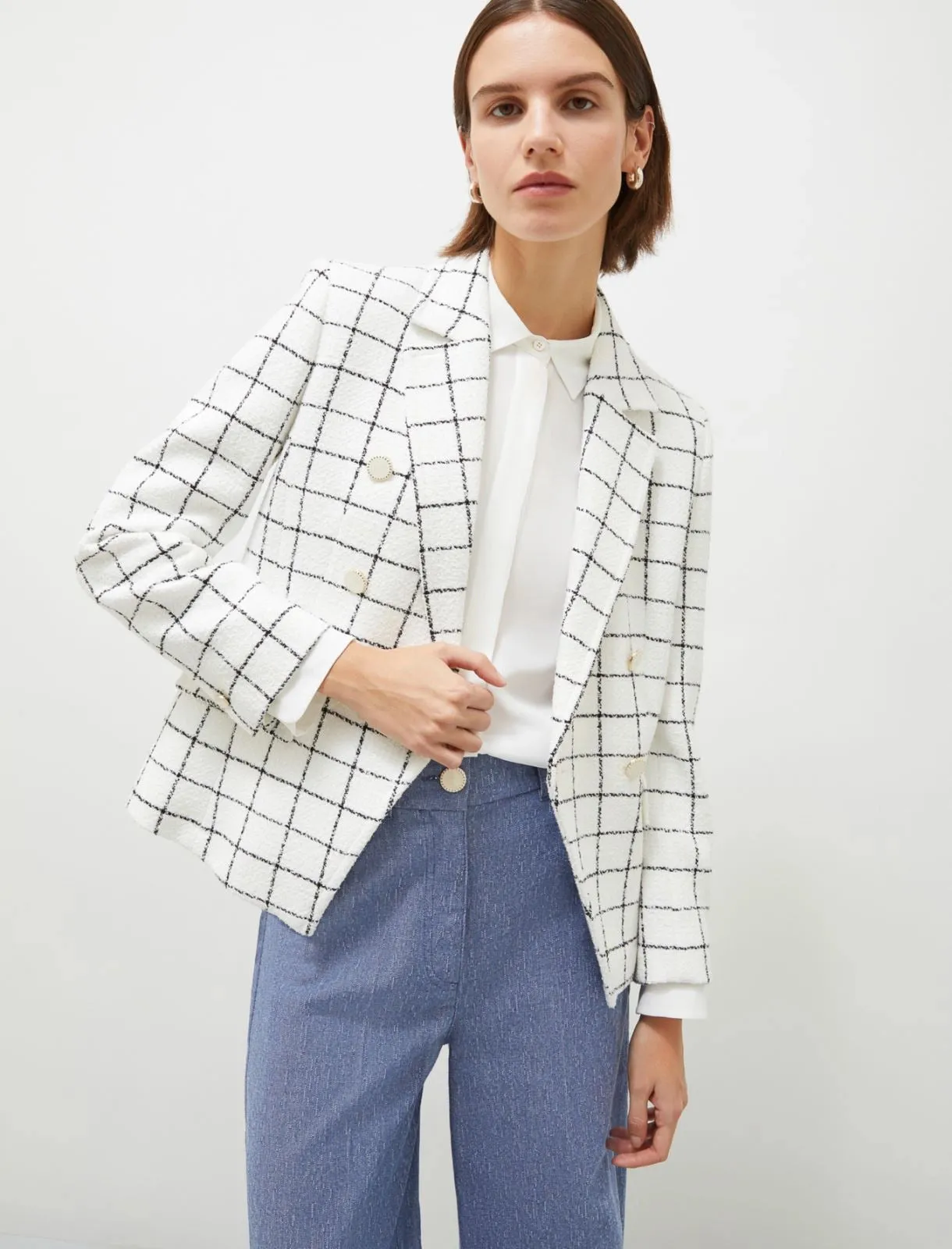 MARELLA White Check Blazer