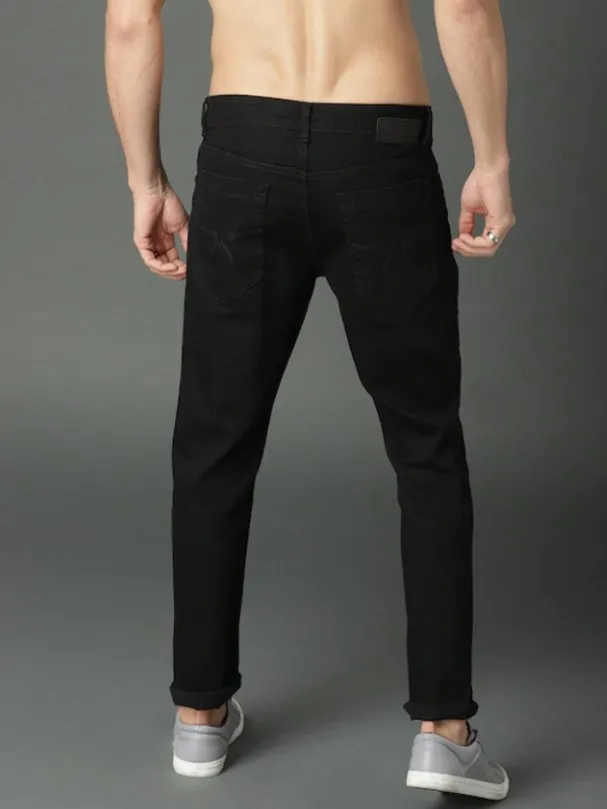 Men Black Slim Fit Mid-Rise Clean Look Stretchable Jeans