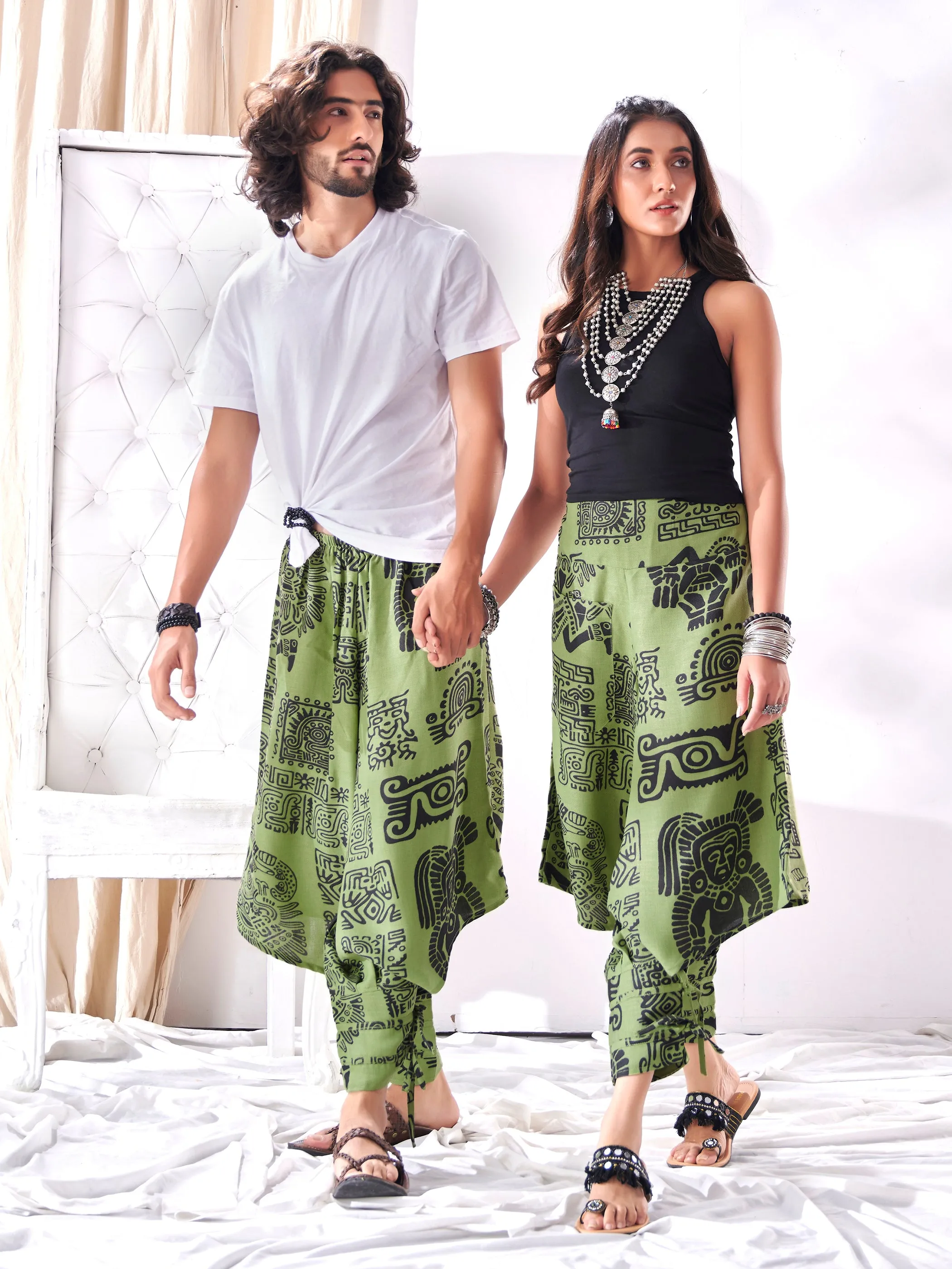 Men's Afghani Arabic Print Bohemian Hippy Harem Pant