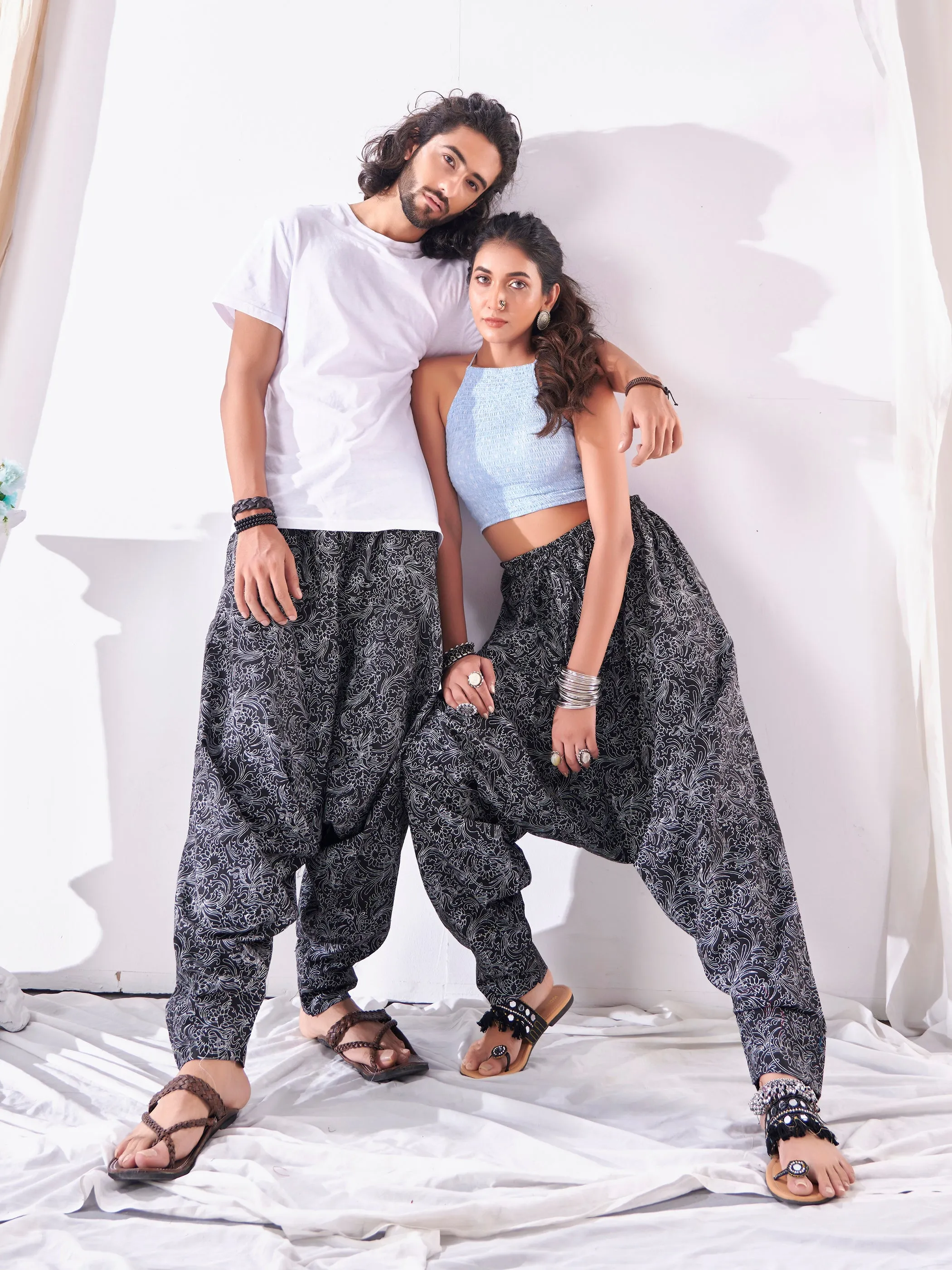 Men's Ankled Floral Print Hippy Harem Boho Pant For Travel