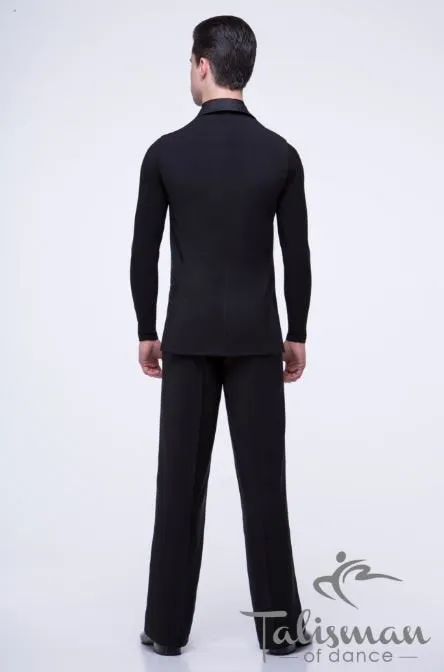 Men's classic ballroom dance vest, double-breasted, trimmed with satin