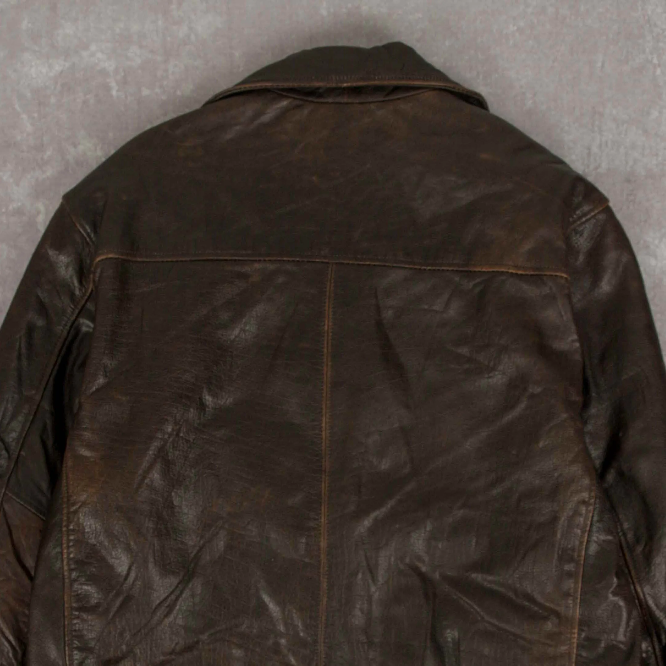 MEN'S VINTAGE 1990S LEATHER TRENCH JACKET - MEDIUM