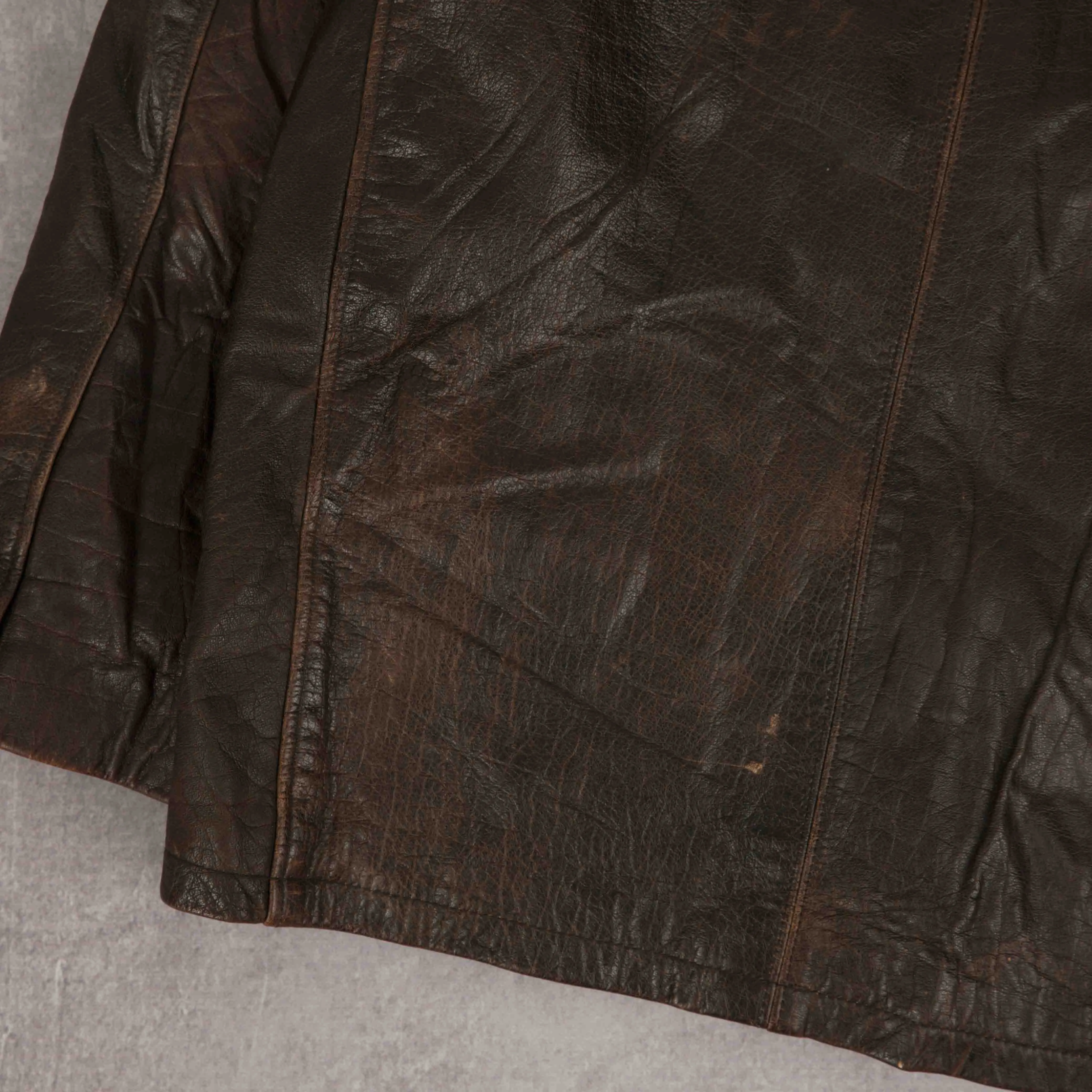 MEN'S VINTAGE 1990S LEATHER TRENCH JACKET - MEDIUM