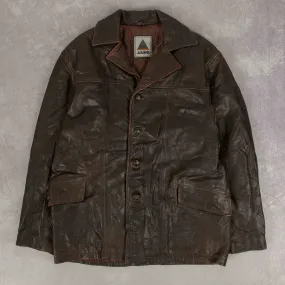 MEN'S VINTAGE 1990S LEATHER TRENCH JACKET - MEDIUM
