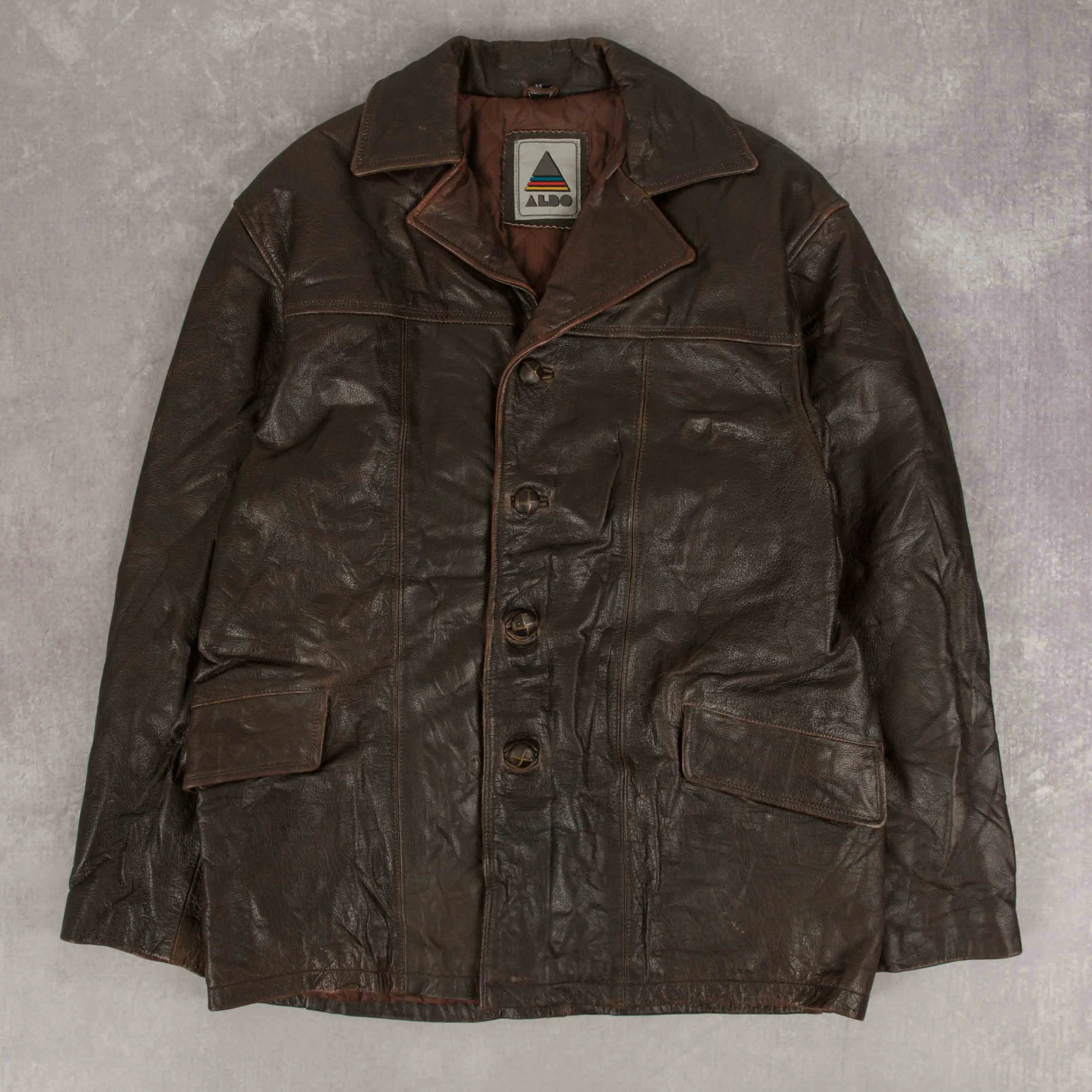 MEN'S VINTAGE 1990S LEATHER TRENCH JACKET - MEDIUM