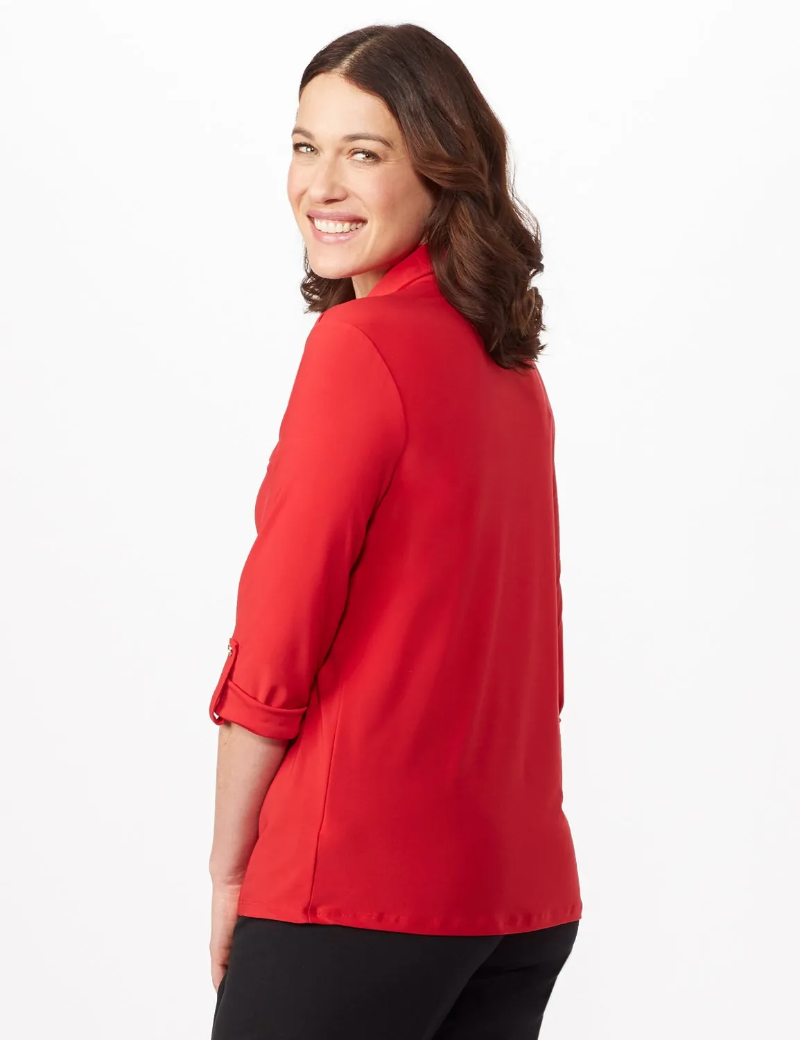 Roll Tab Sleeve Two Pocket Popover Top