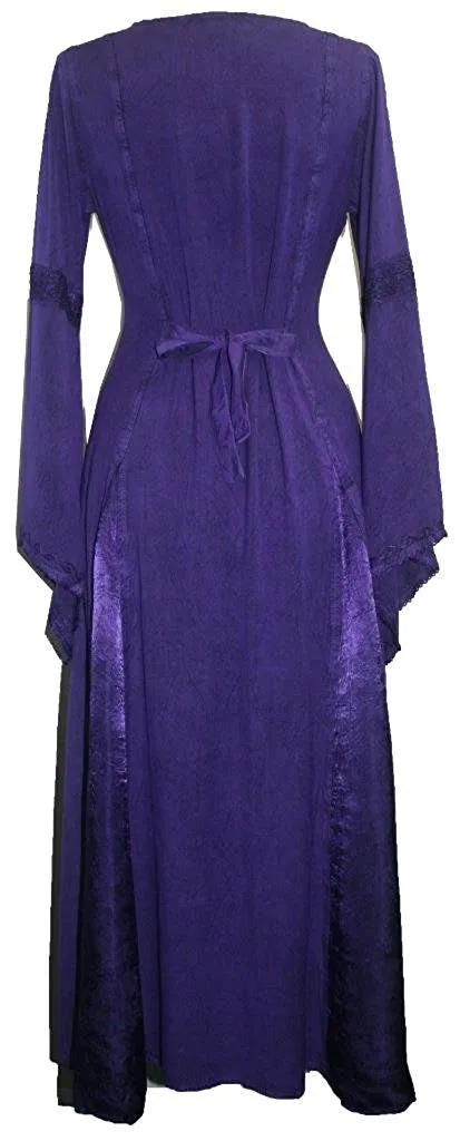 Roman Medieval Corset Satin Embroidered Bell Sleeve Dress 001