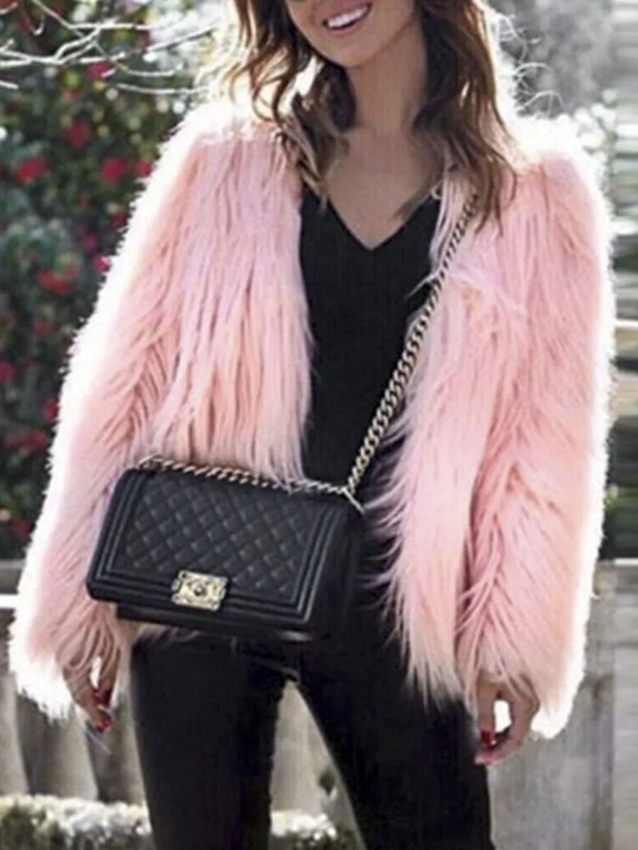 Rose Most Wanted Shaggy Faux Fur Coat - Multicolor