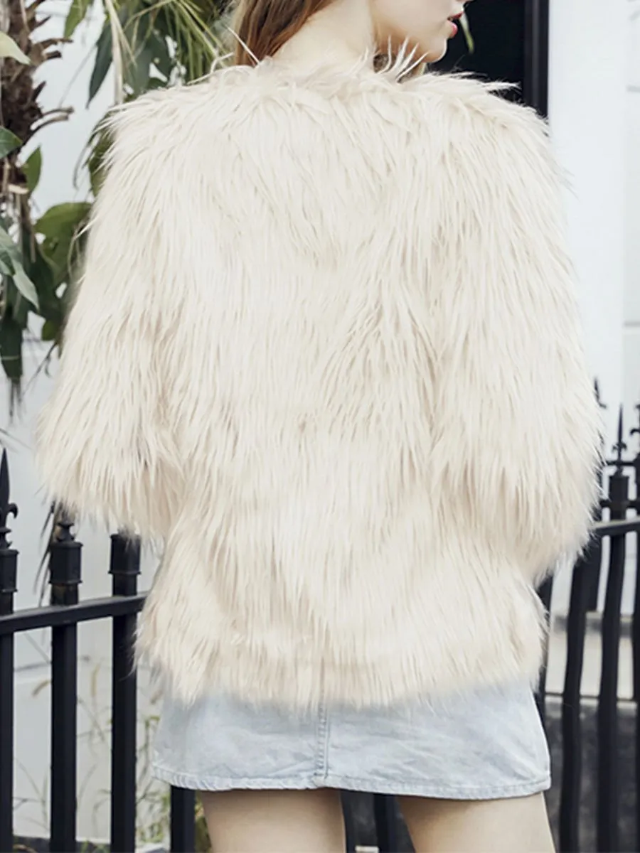 Rose Most Wanted Shaggy Faux Fur Coat - Multicolor