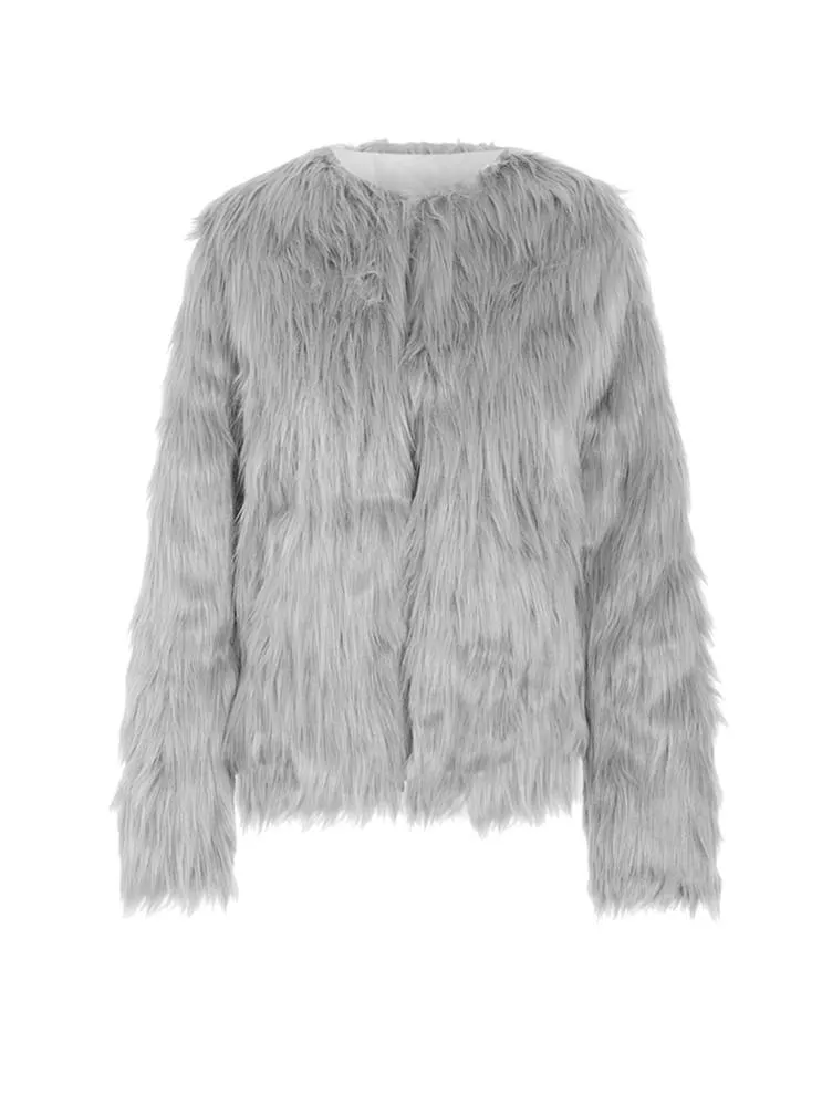 Rose Most Wanted Shaggy Faux Fur Coat - Multicolor