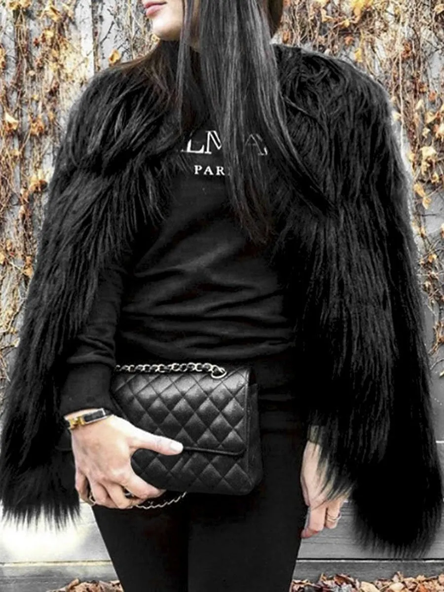 Rose Most Wanted Shaggy Faux Fur Coat - Multicolor