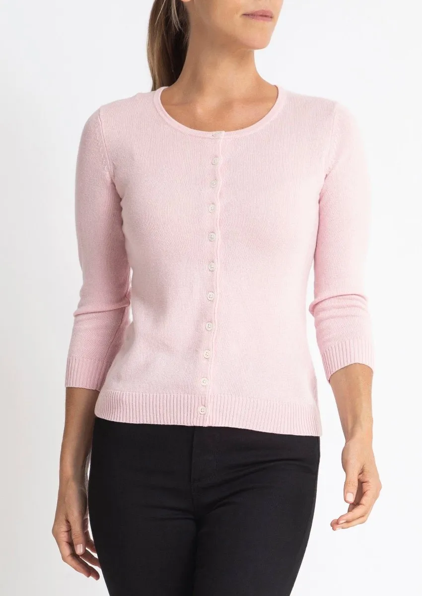 Silk   Cashmere Victoria Cardigan in Pale Pink (low stock)